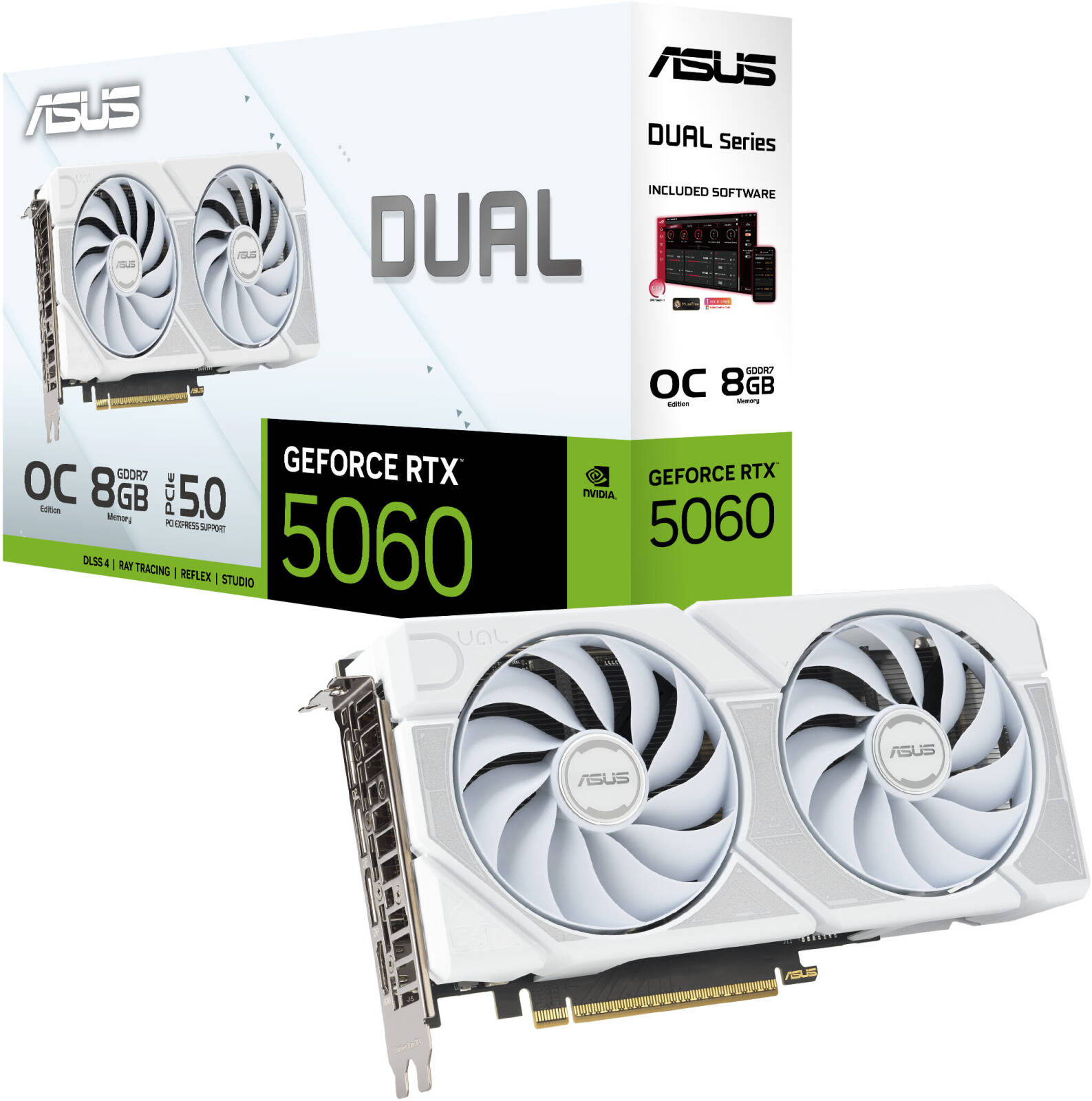 ASUS Dual RTX 5060 OC 8GB White GDDR7 Graphics Card