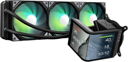Tryx Panorama Se 360 Argb Black 360Mm Aio Cooler Rotatable Amoled Curve Screen