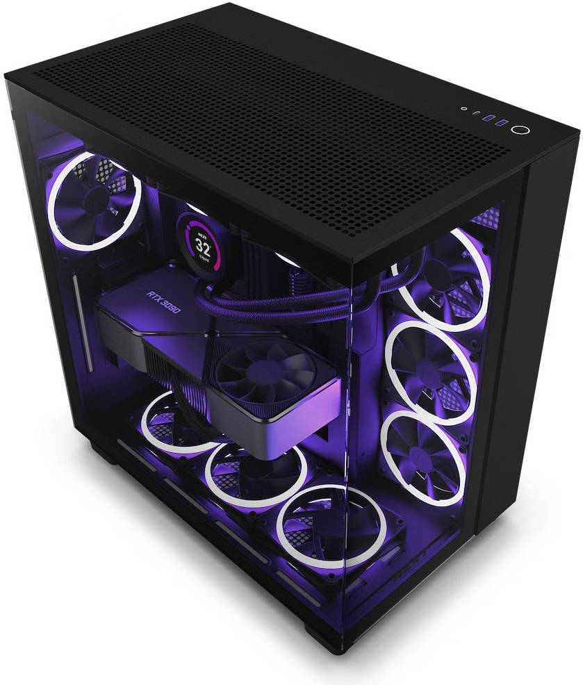 NZXT H9 FLOW ARGB DUAL-CHAMBER AIRFLOW MID-TOWER ATX RGB FAN CASE BLACK
